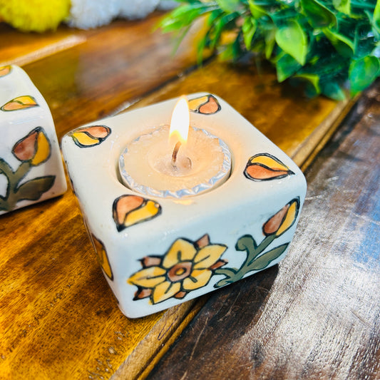 White Square T-Light Holder ( set of 2 )