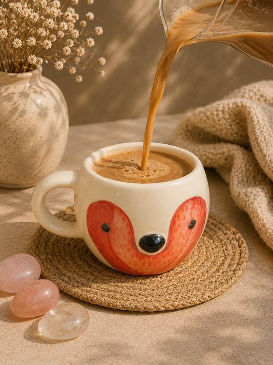Handpainted Orange Fox Face Ceramic Mug – 350 ML