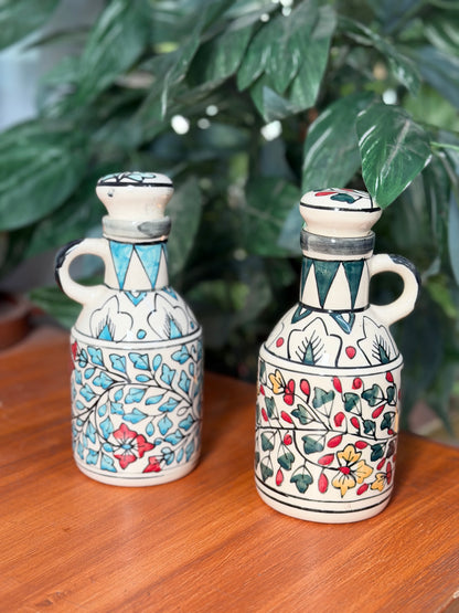 Floral Ceramic Oil & Vinegar Bottle Set of 2 - 500 ml