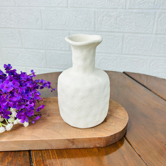 Textured Off-White Ceramic Vase – Rustic Minimalist Decorative Pot