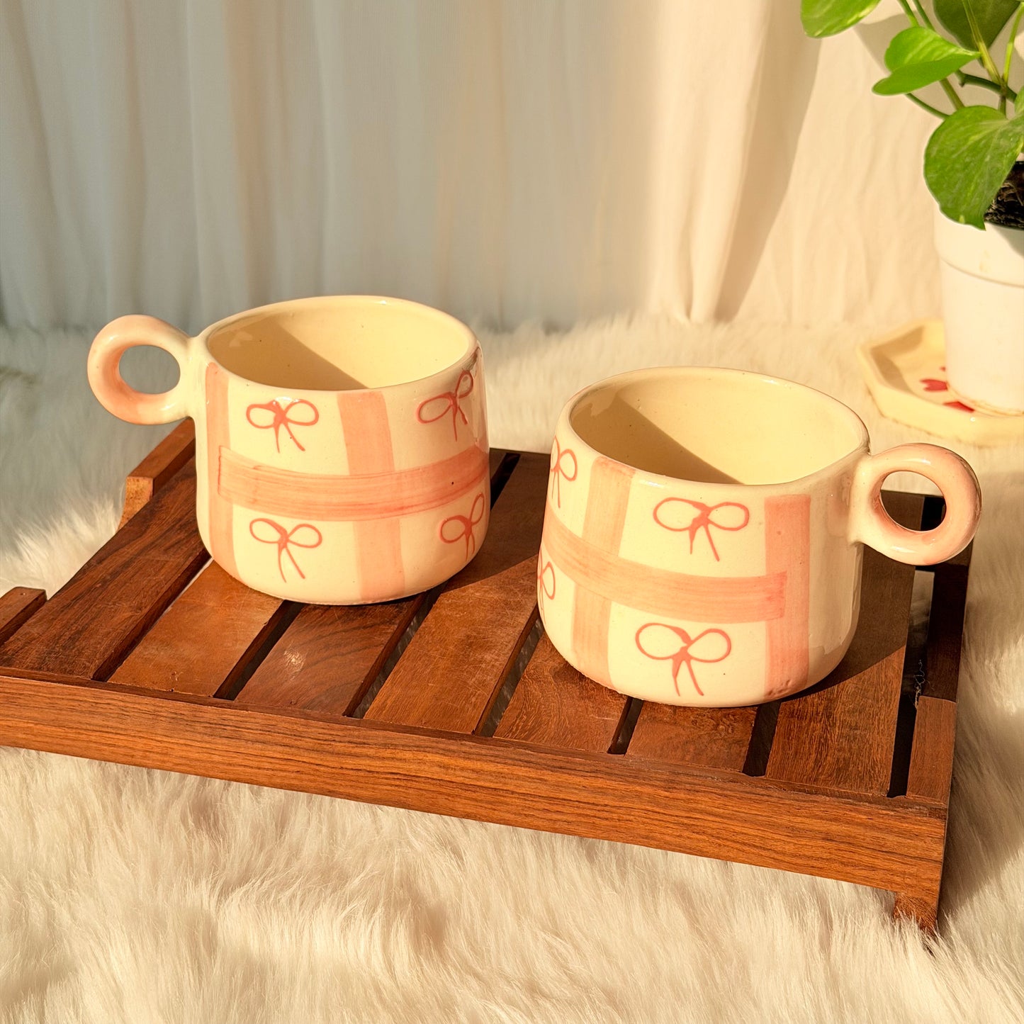 Blush Ribbon Ceramic Coffee Mug