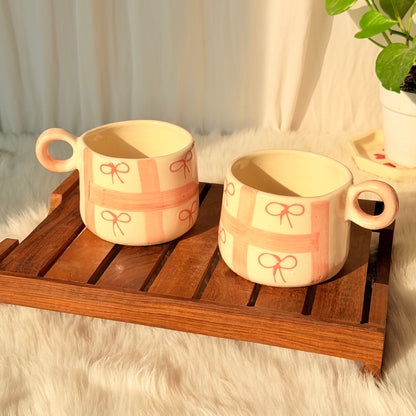 Blush Ribbon Ceramic Coffee Mug