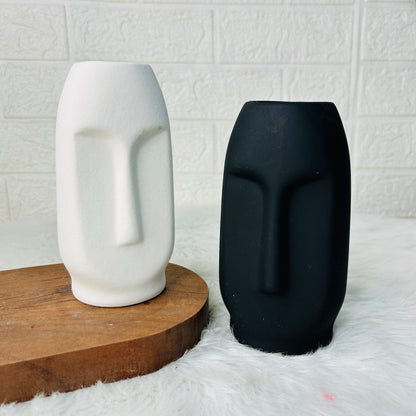 Monochrome Tribal Face Ceramic Vase Set