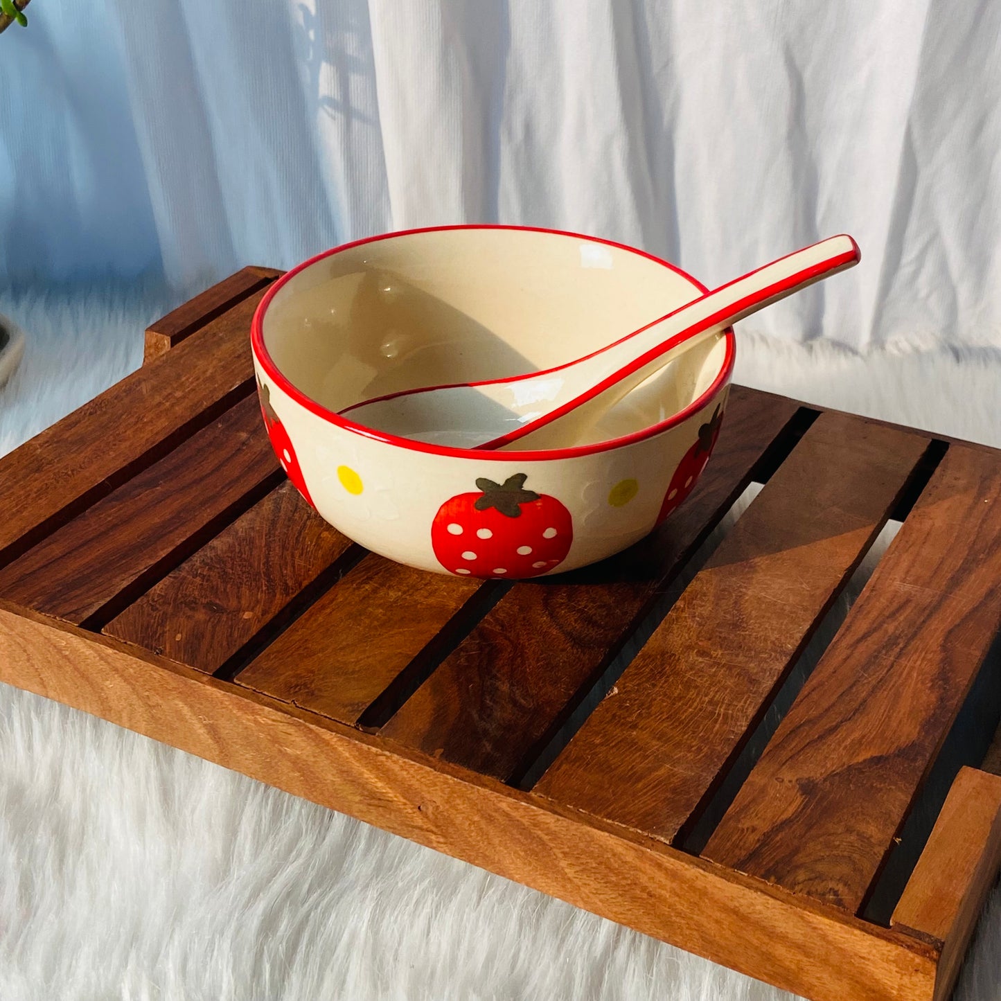 Strawberry Bowl With Spoon