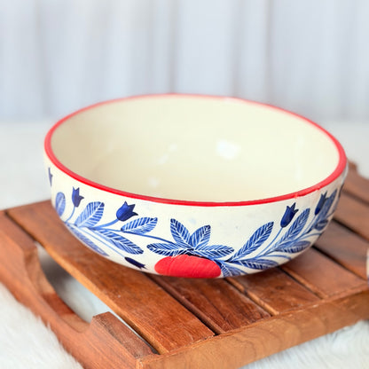 Indigo Bloom Ceramic Serving Bowl