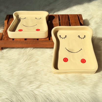 Smiley Toast Ceramic Snack Dish