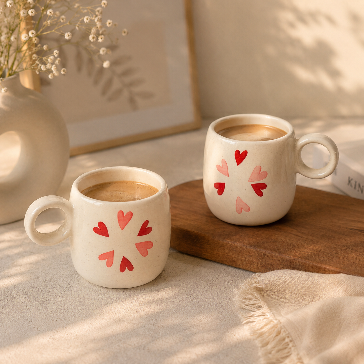 Heart Print Ceramic Mug – Minimalist Love Coffee Mug (300 ml)