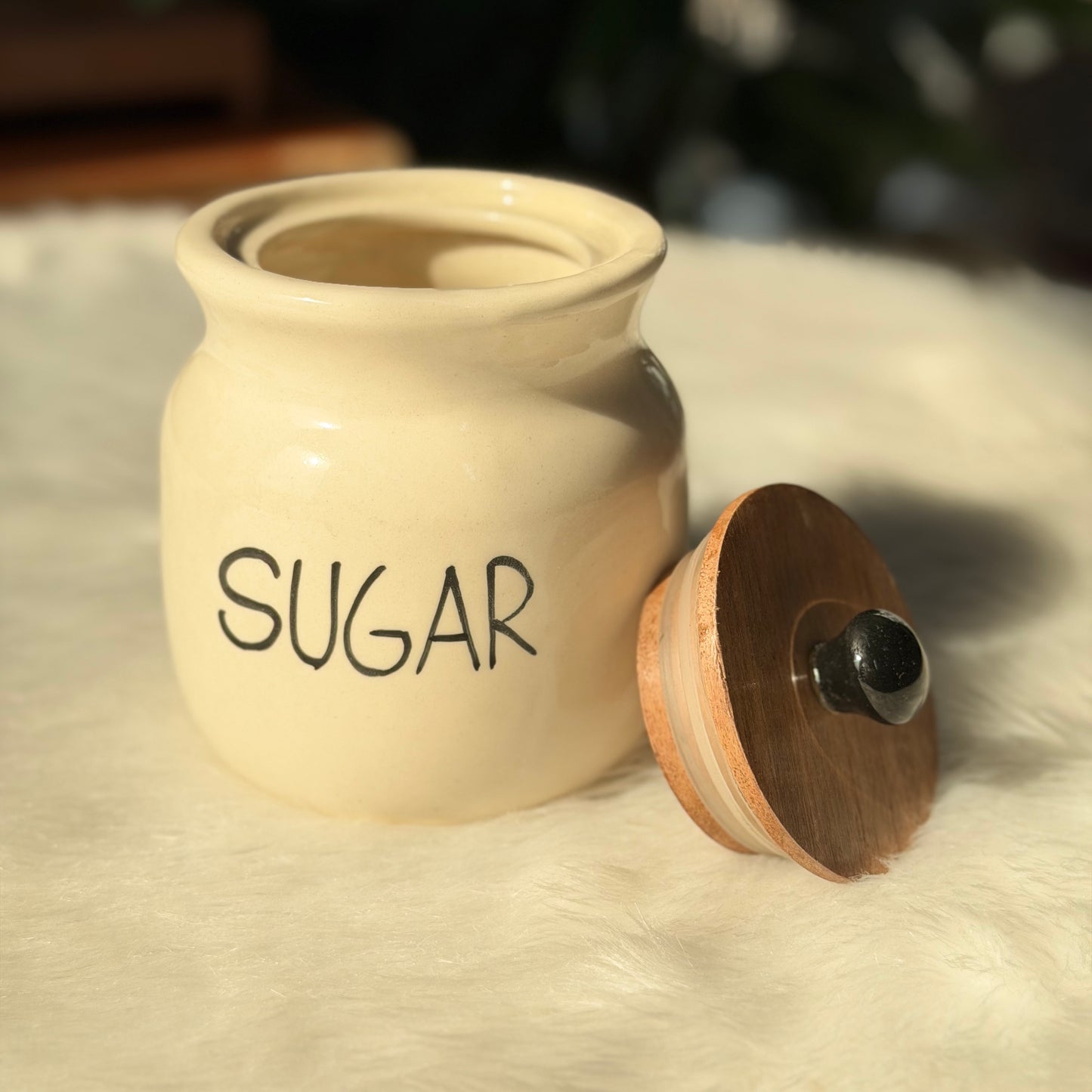 Rustic Ceramic Kitchen Canister Set (Coffee, Sugar & Tea)
