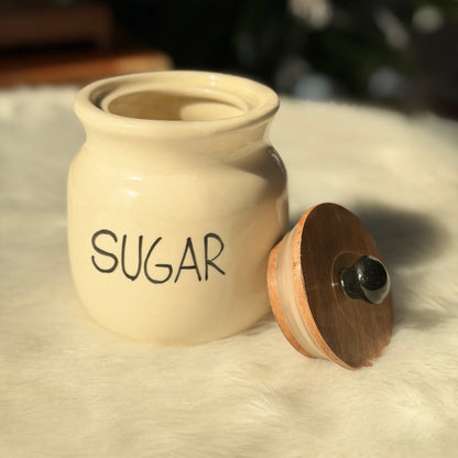Rustic Ceramic Kitchen Canister Set (Coffee, Sugar & Tea)