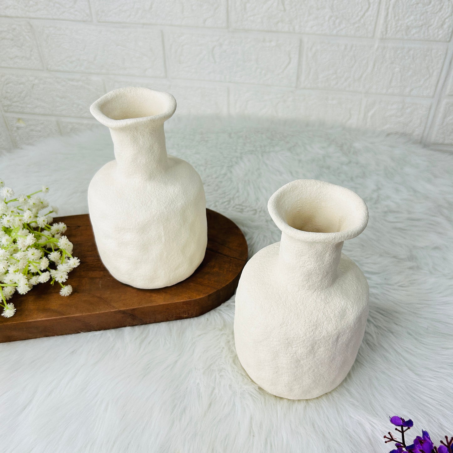 Textured Off-White Ceramic Vase – Rustic Minimalist Decorative Pot