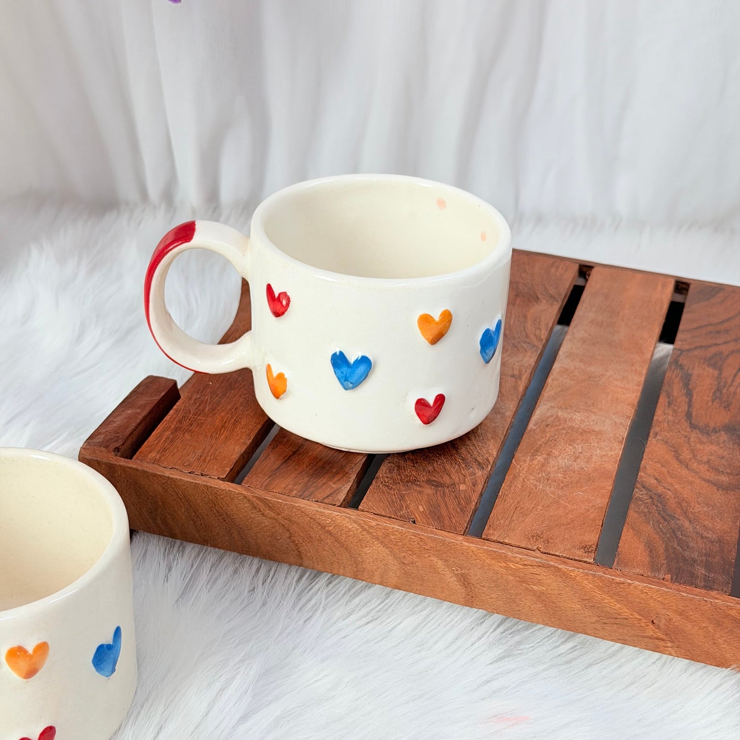 Rainbow Hearts Handcrafted Ceramic Mug