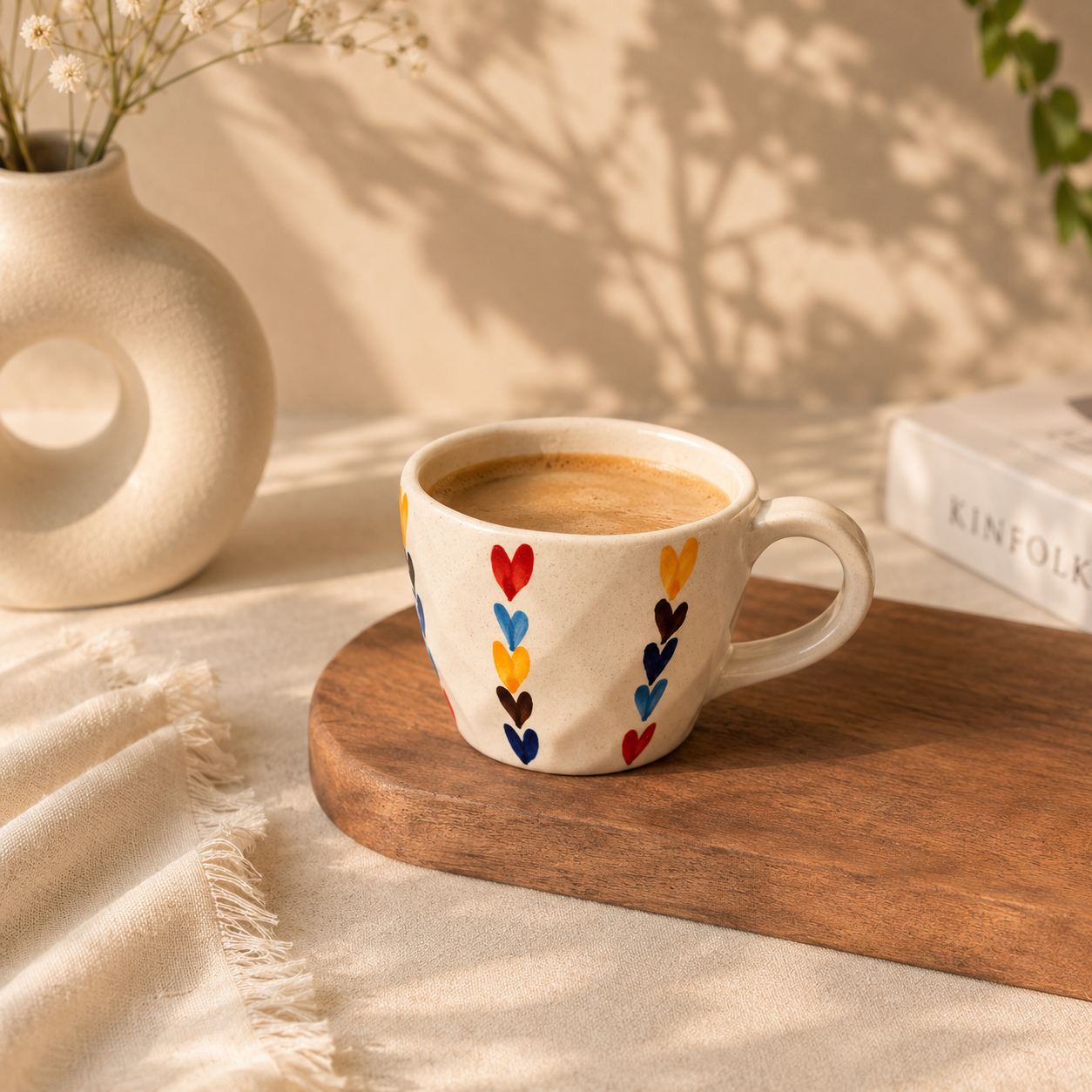 Rainbow Hearts Ceramic Coffee Mug – Aesthetic Love Mug (300 ml)