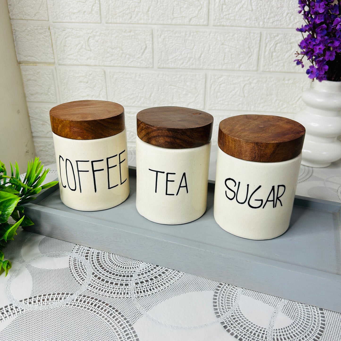 Tea Sugar Coffee Air Tight Jar Combo Set