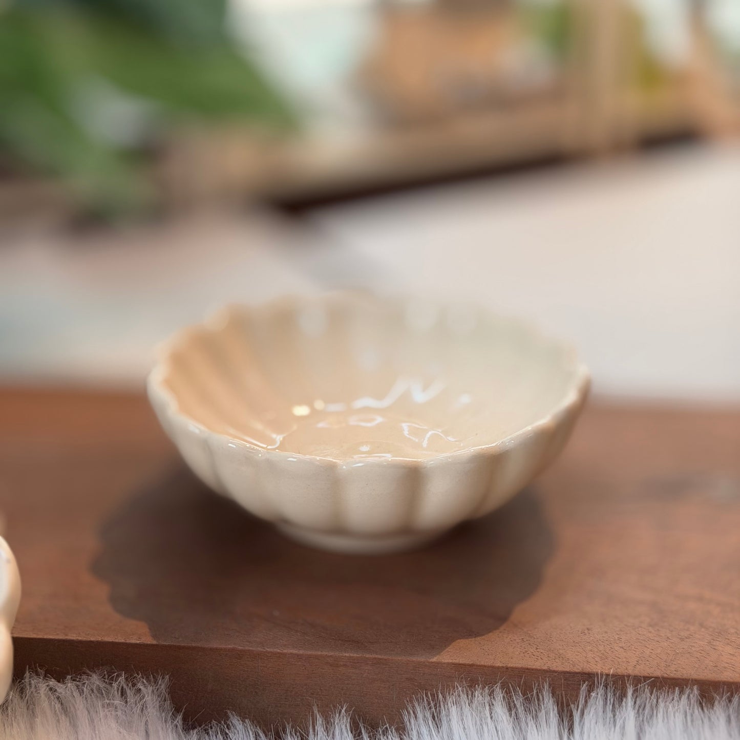 Ivory Bloom Ceramic Trinket Bowl (set of 2)