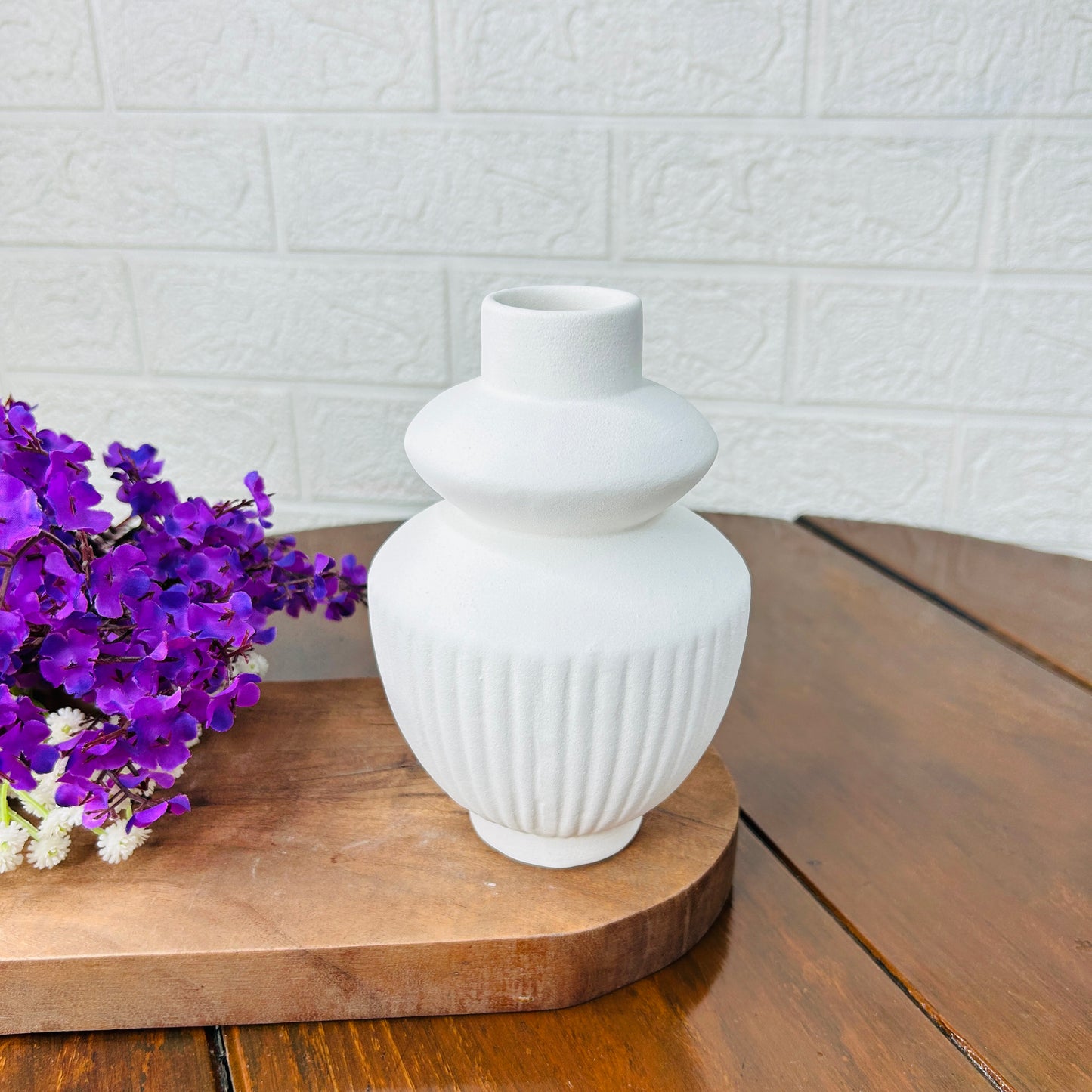Monochrome Ripple Ceramic Vase Set (Black & White)