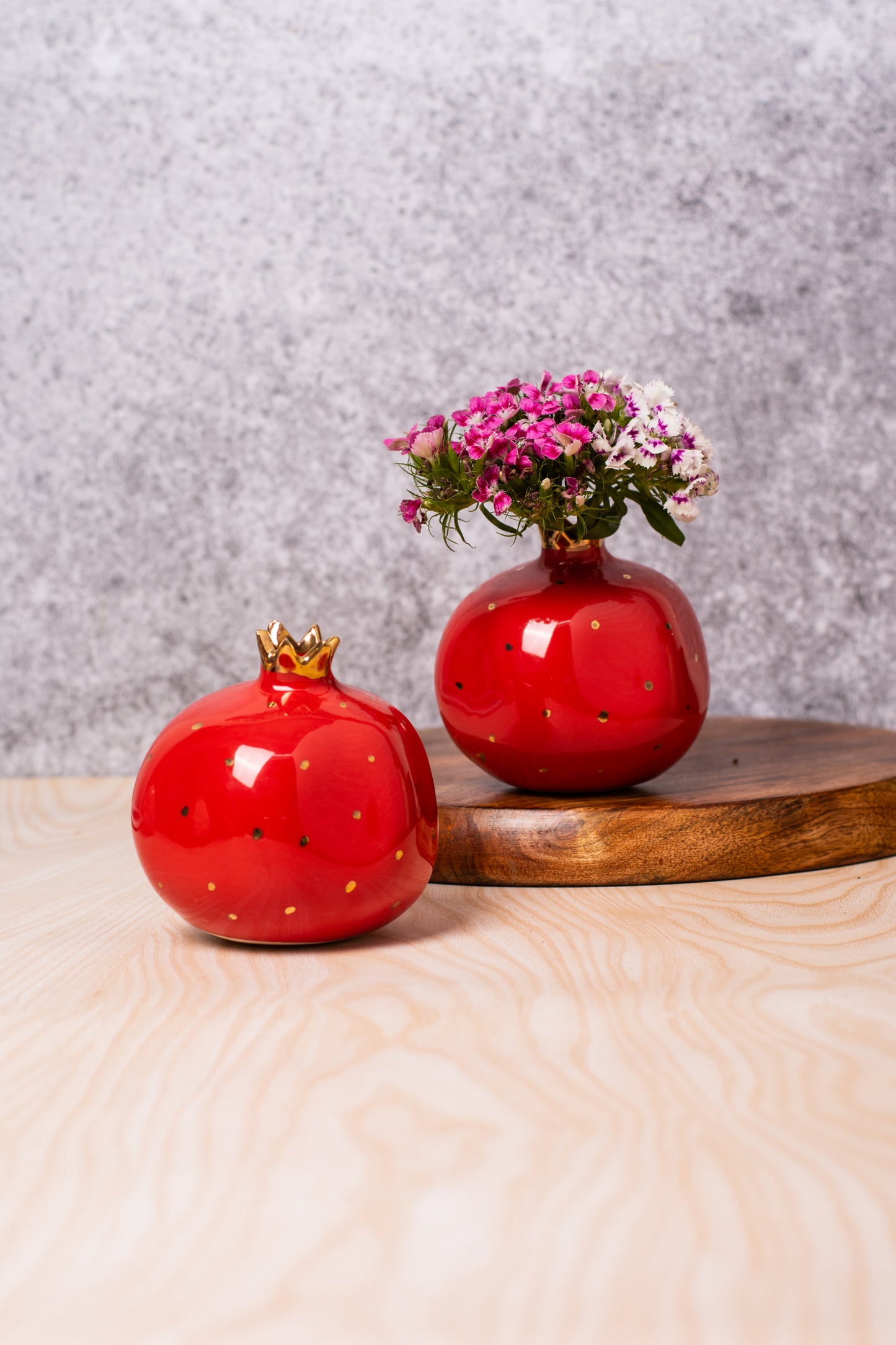 Red Pomogranate Vase(Pack of 1)