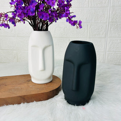Monochrome Tribal Face Ceramic Vase Set