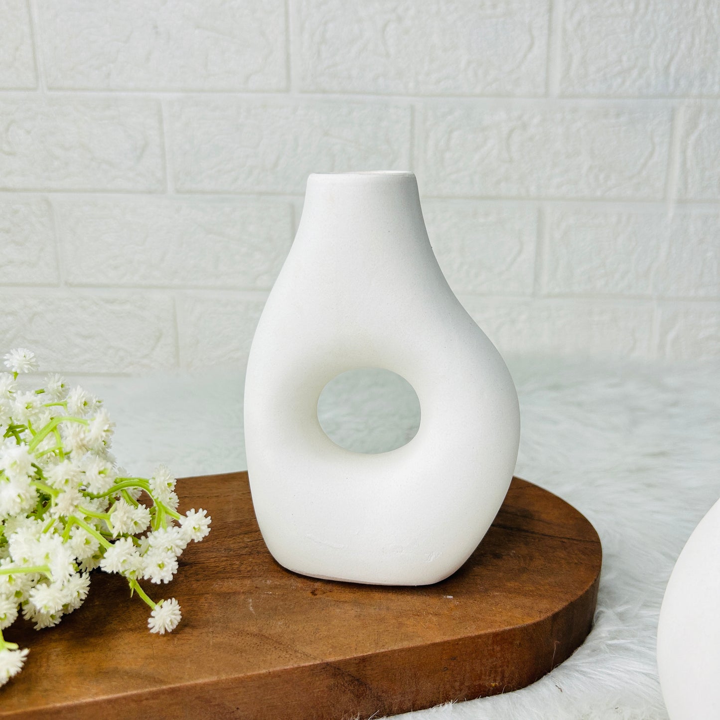 Ethereal White Ceramic Hollow Vase