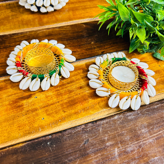 Shankh Design T light candle holder (Set of 2)
