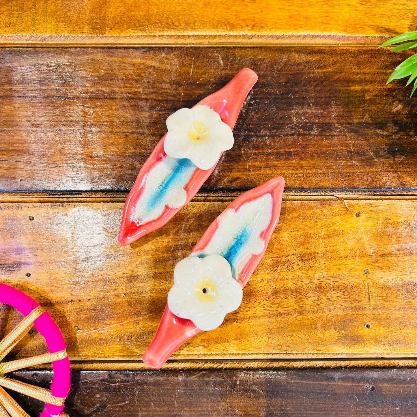 Red Leaf Incense Stick Holder ( pack of 1 )