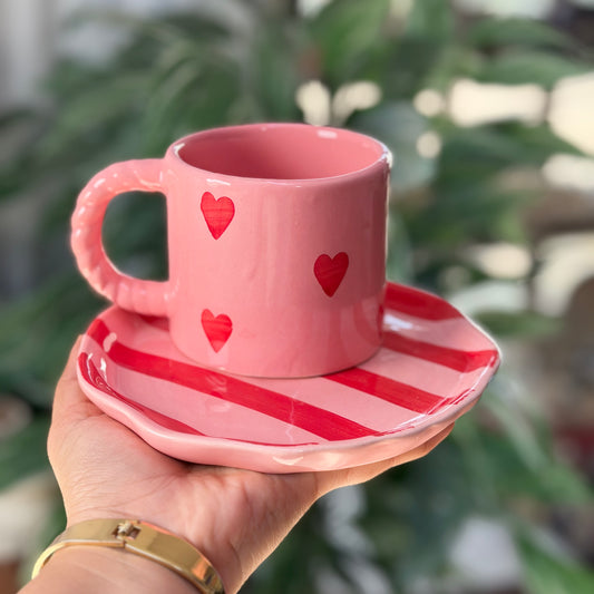 Sweetheart Blush Ceramic Cup & Saucer Set