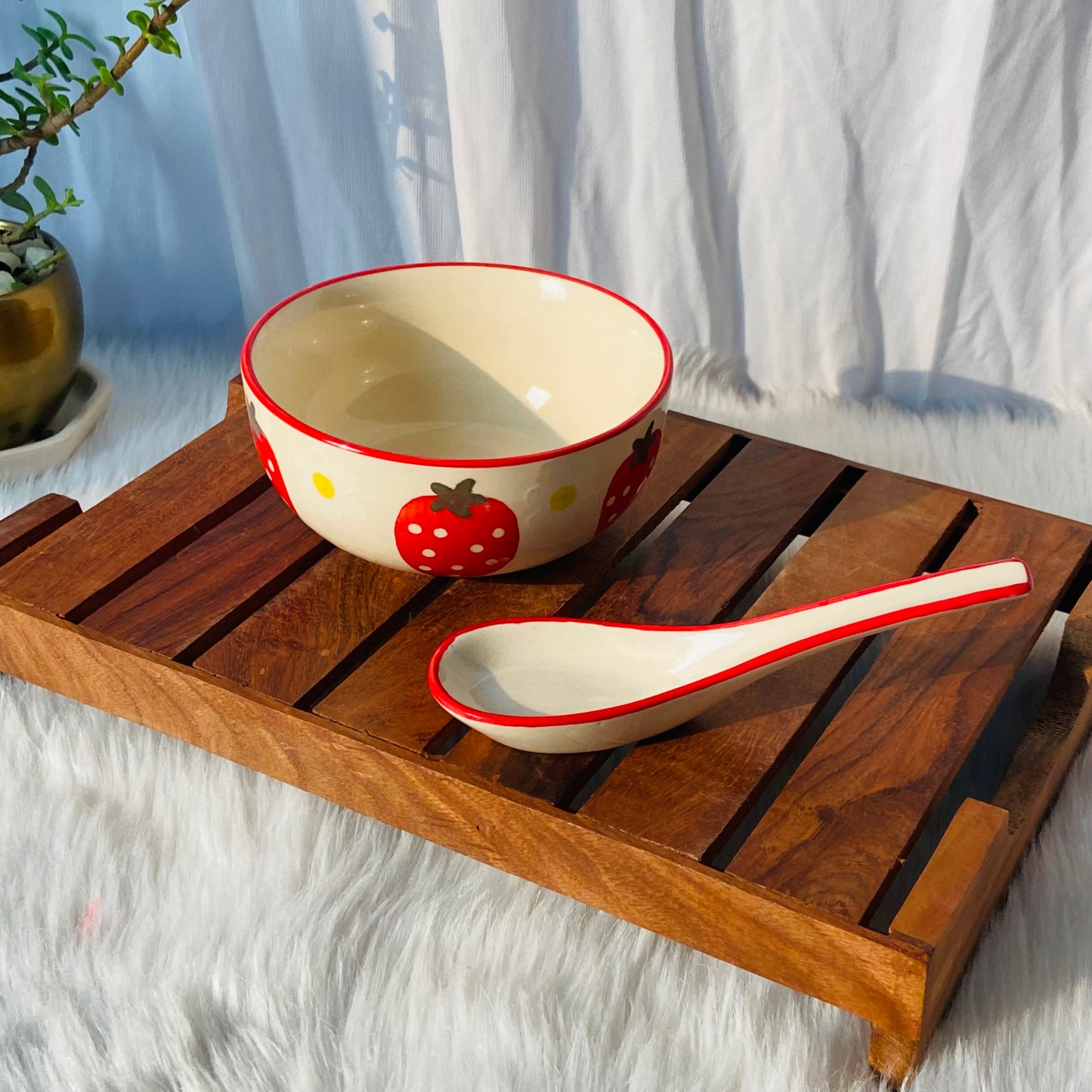 Strawberry Bowl With Spoon