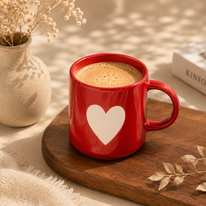 Red Heart Ceramic Coffee Mug