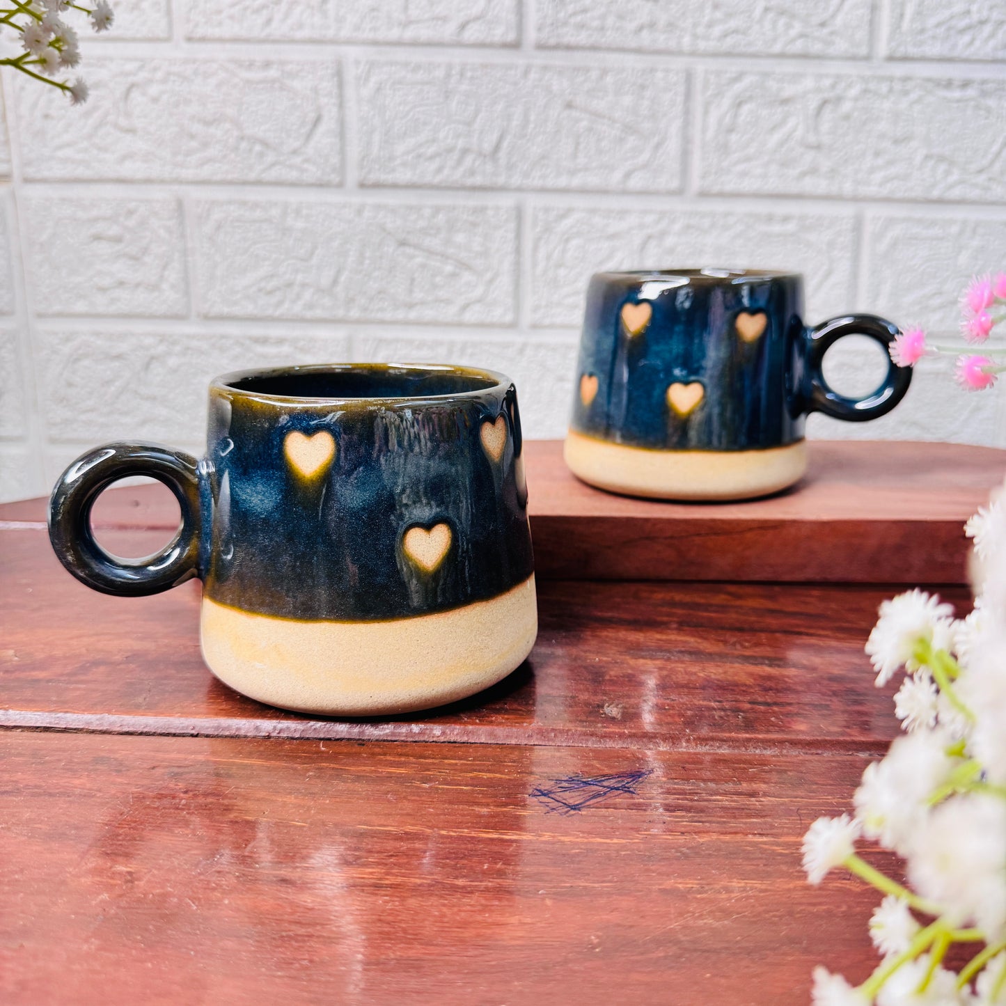 Handcrafted Midnight Heart Ceramic Mug