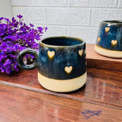 Handcrafted Midnight Heart Ceramic Mug