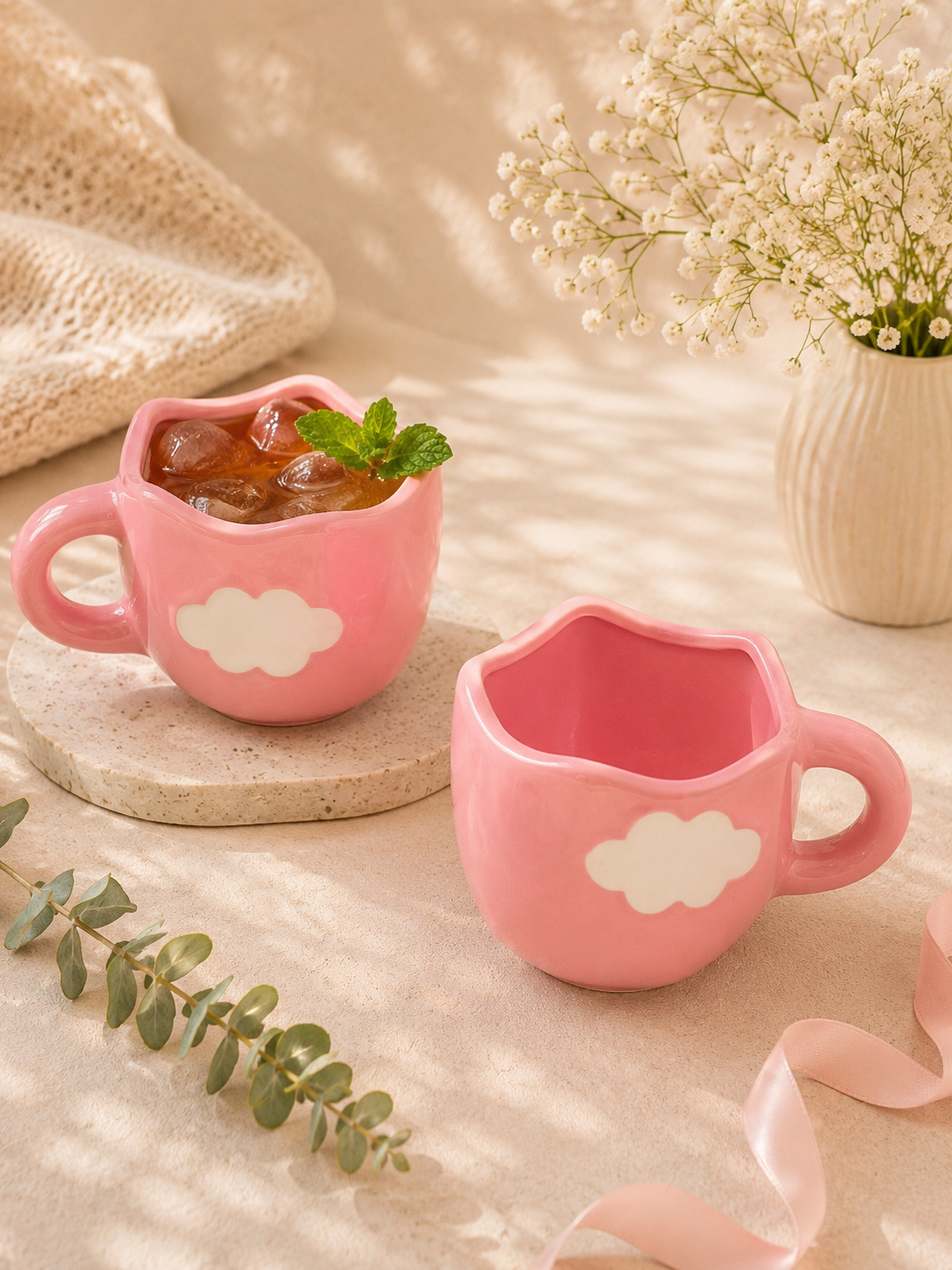 Pink Cloud Scallop Ceramic Mug