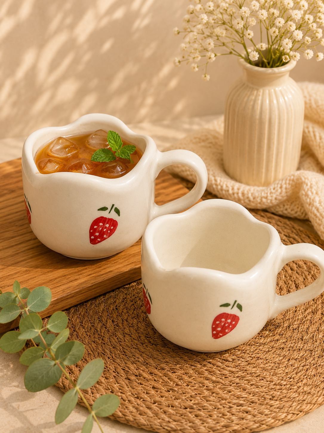 Blueberry Check Hand-Painted Ceramic Mug
