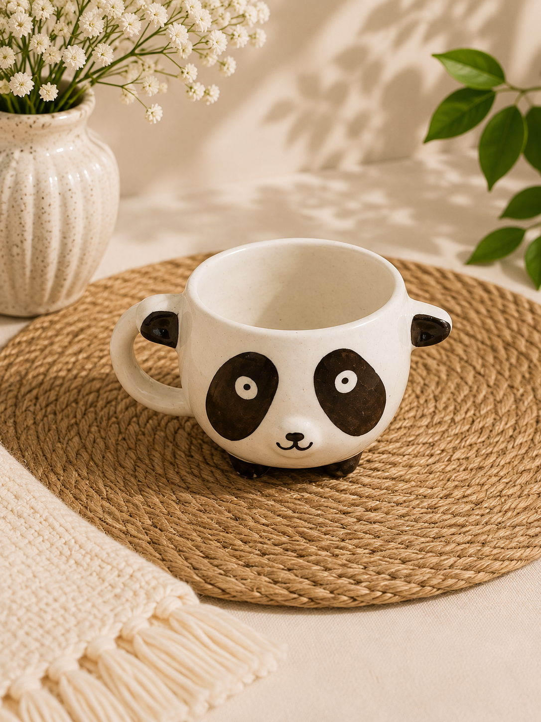 Cute Panda Face Ceramic Mug – 3D Panda Coffee Cup