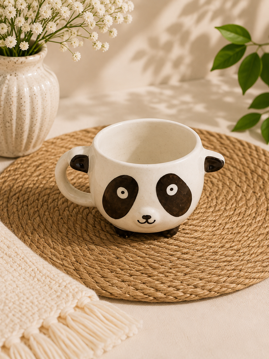 Cute Panda Face Ceramic Mug – 3D Panda Coffee Cup