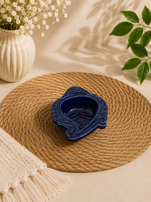 Royal Blue Paisley Ceramic Diya / Tealight Holder