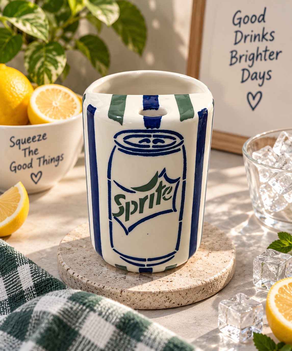 Sprite Can-Inspired Ceramic Sipper Mug