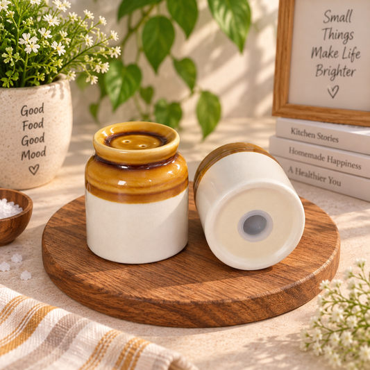 Vintage Brown Ceramic Salt & Pepper Shaker Set