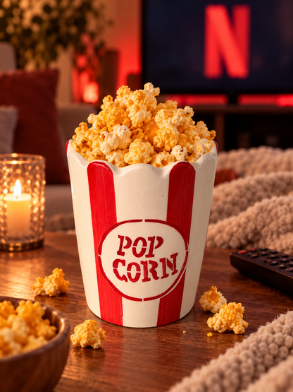 EXCLUSIVE Popcorn Ceramic TUB | Retro Movie Night Snack Bowl