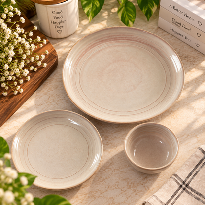 Minimal Beige Ceramic Dinner Set – 3 Piece