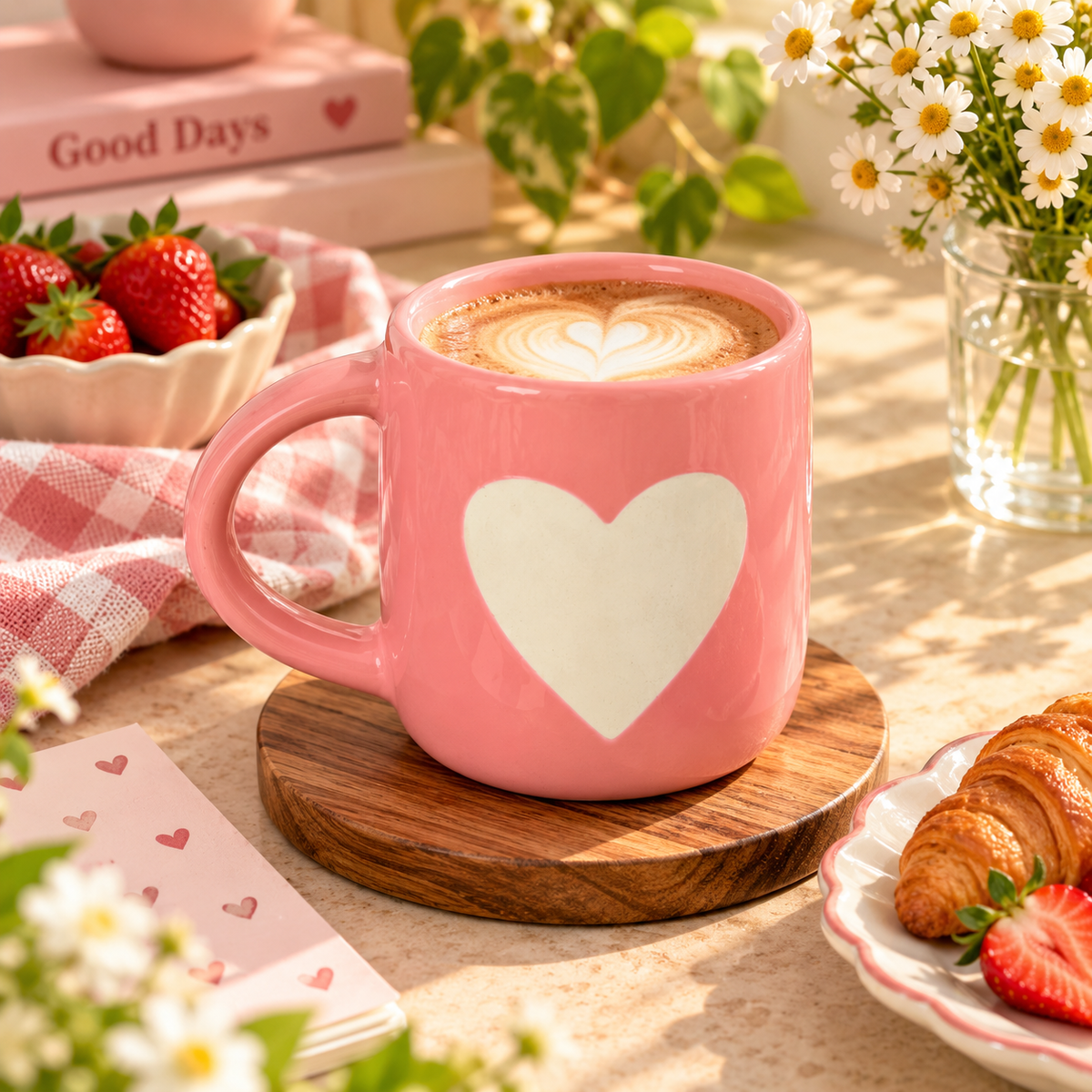 Pink Heart Ceramic Coffee Mug