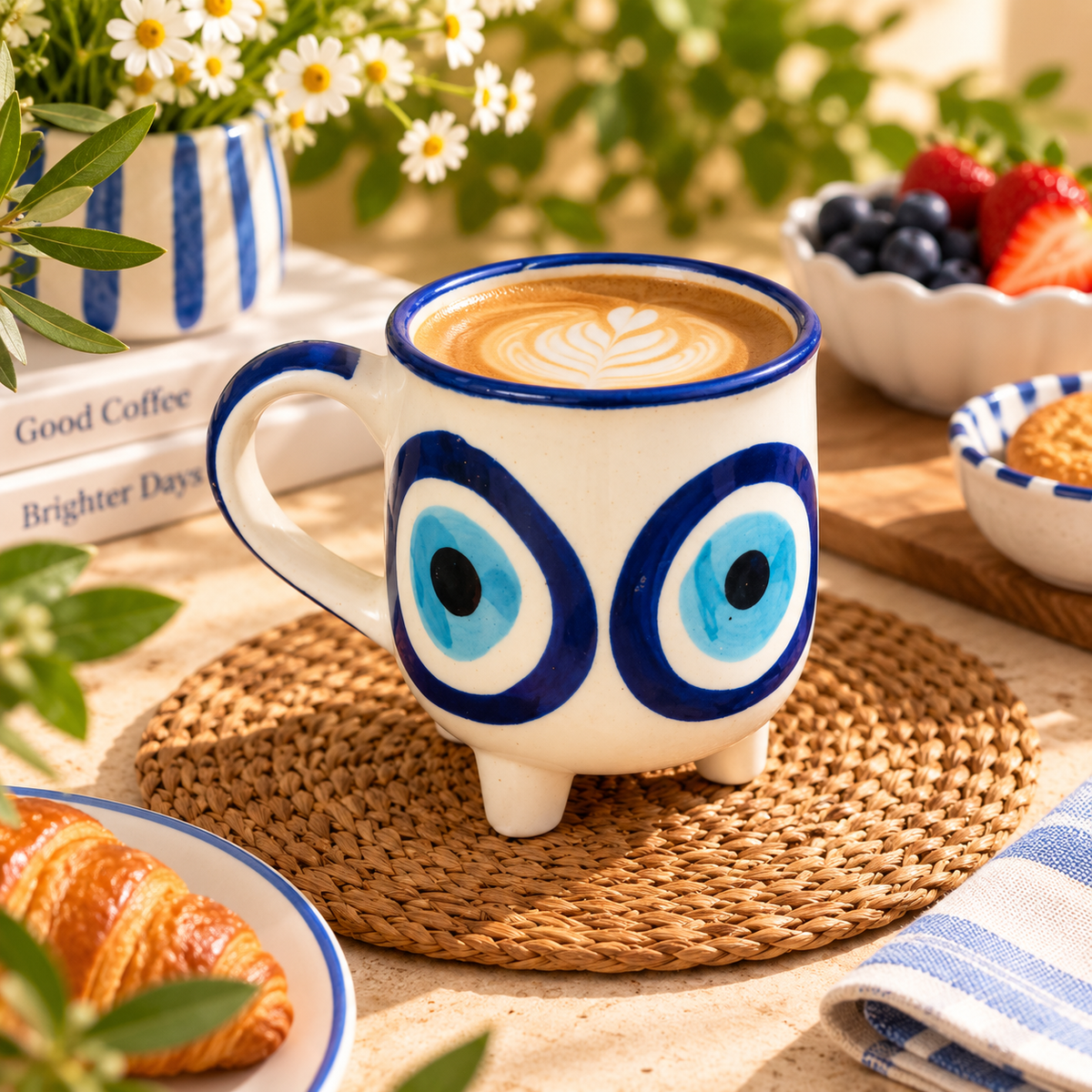 Evil Eye Tripod Ceramic Coffee Mug