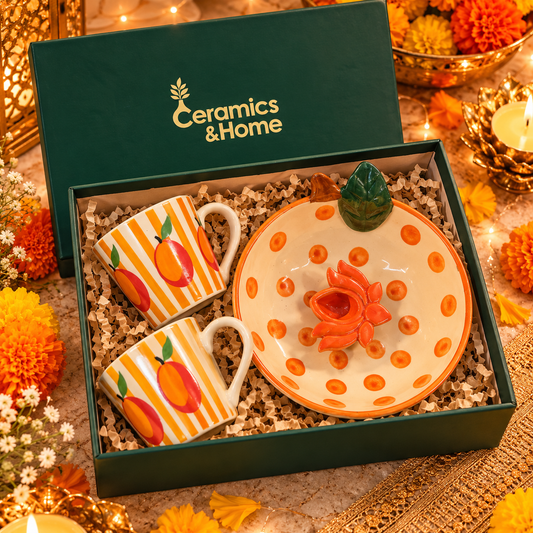 Orange Blossom Ceramic Diwali Gift Set