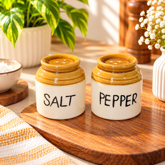 Vintage Brown Ceramic Salt & Pepper Shaker Set
