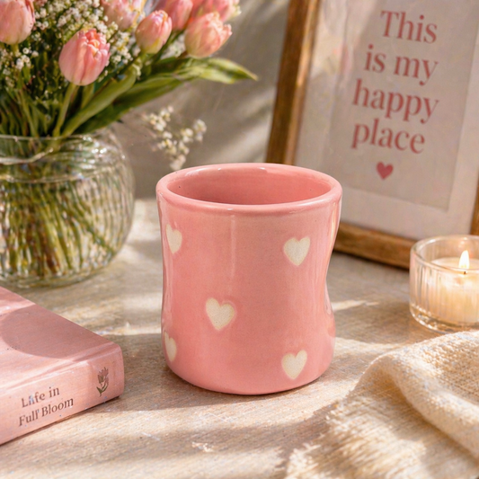 Pink Heart Glass Jar