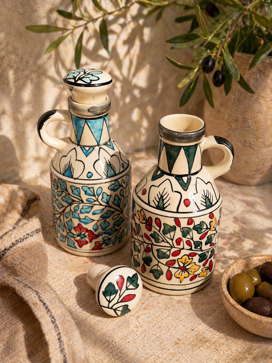 Floral Ceramic Oil & Vinegar Bottle Set of 2 - 500 ml