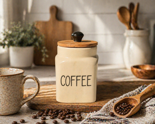 Coffee Canister with Wooden Lid