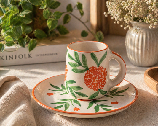 Floral Ceramic Cup & Saucer Set