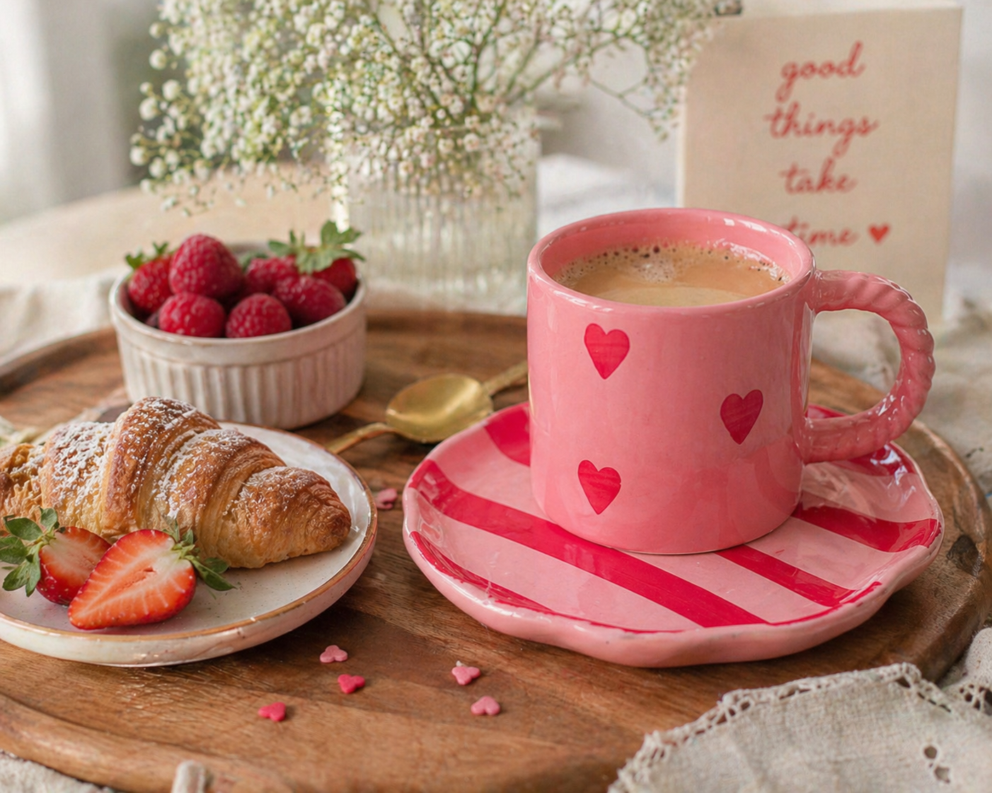 Sweetheart Blush Ceramic Cup & Saucer Set