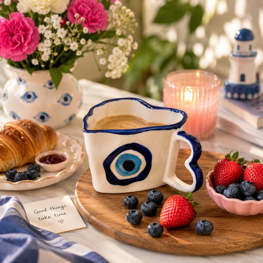 Evil Eye Heart Ceramic Coffee Mug