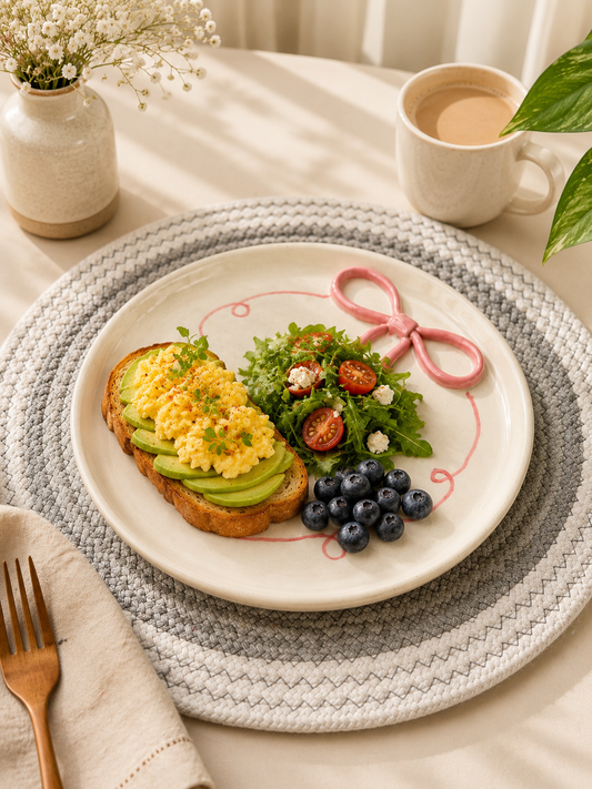 Pink Bow Ceramic Serving Plate | Dessert, Snack & Breakfast Plate