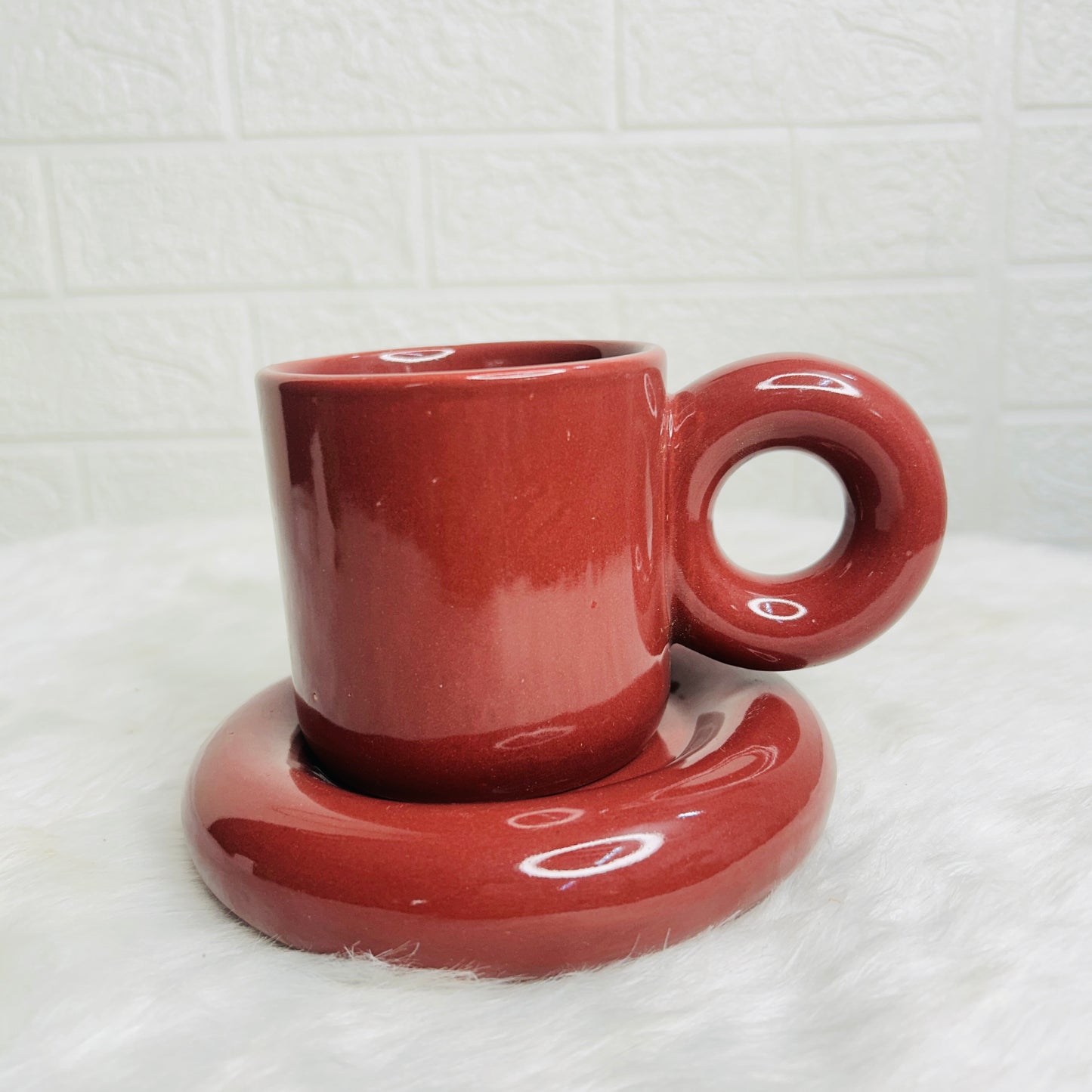 Brown Mug Saucer Set (Pack of 1)